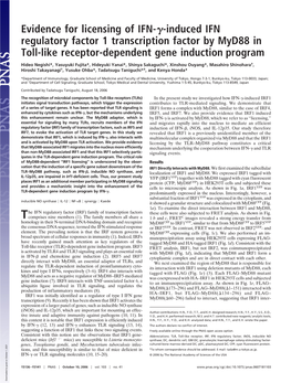 Induced IFN Regulatory Factor 1 Transcription Factor by Myd88 in Toll-Like Receptor-Dependent Gene Induction Program