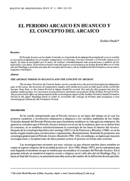 El Periodo Arcaico En Huanuco Y El Concepto Del Arcaico