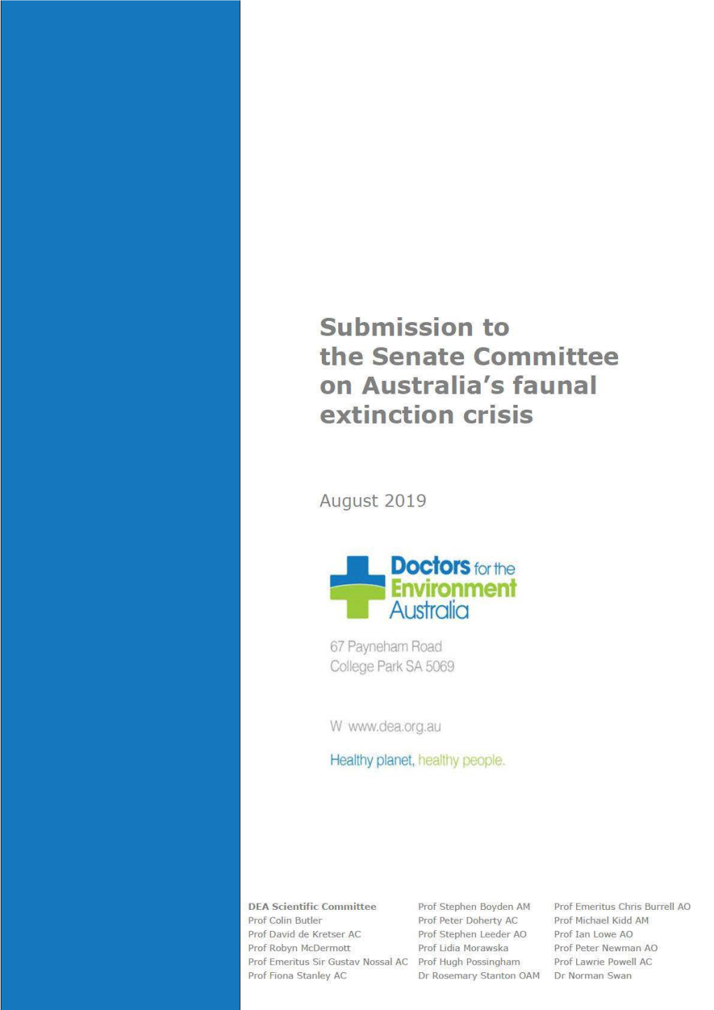 Submission to the Senate Committee on Australia's Faunal Extinction Crisis