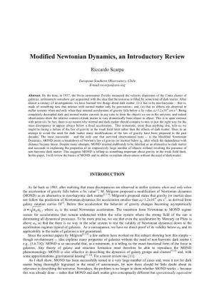 Modified Newtonian Dynamics, an Introductory Review