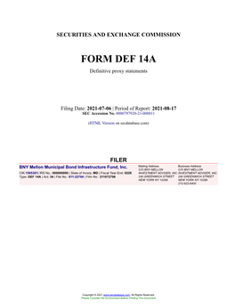 BNY Mellon Municipal Bond Infrastructure Fund, Inc. Form DEF 14A Filed 2021-07-06