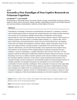 Towards a New Paradigm of Non-Captive Research on Cetacean Cognition