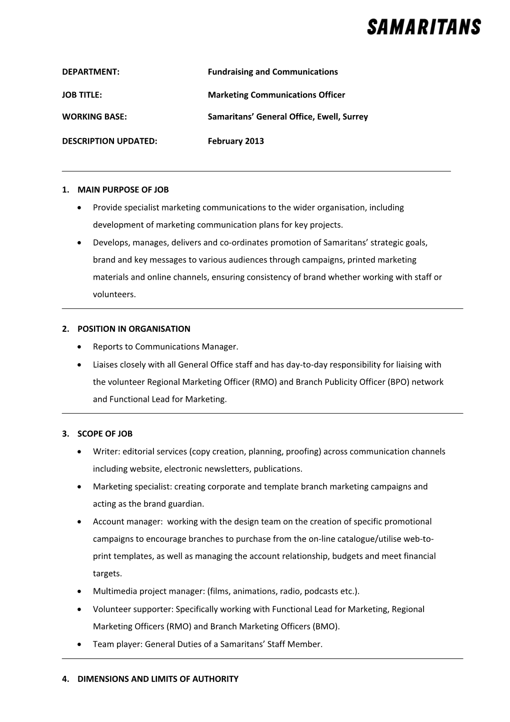 DEPARTMENT: Fundraising and Communications s1