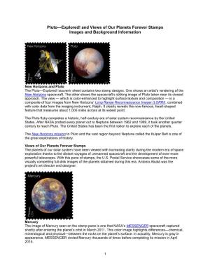 Pluto—Explored! and Views of Our Planets Forever Stamps Images and Background Information
