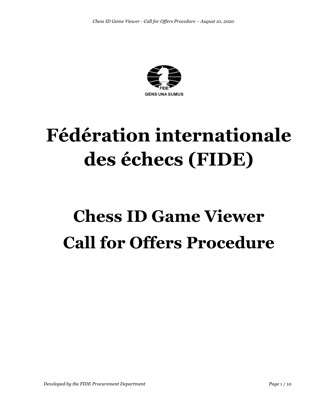 Chess ID Game Viewer Call for Offers Procedure