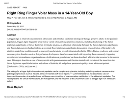 Right Ring Finger Volar Mass in a 14-Year-Old