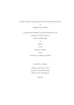 Carbon Nanotube and Graphene Nanoelectromechanical Systems by Benjamın José Alemán a Dissertation Submitted in Partial Satisf