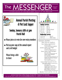 Annual Parish Meeting & Pot Luck Supper