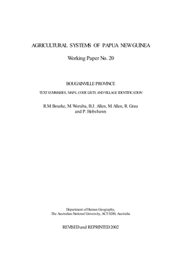 Agricultural Systems of Papua New Guinea