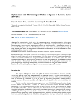 Phytochemical and Pharmacological Studies on Species of Dorstenia Genus (2000-2016)