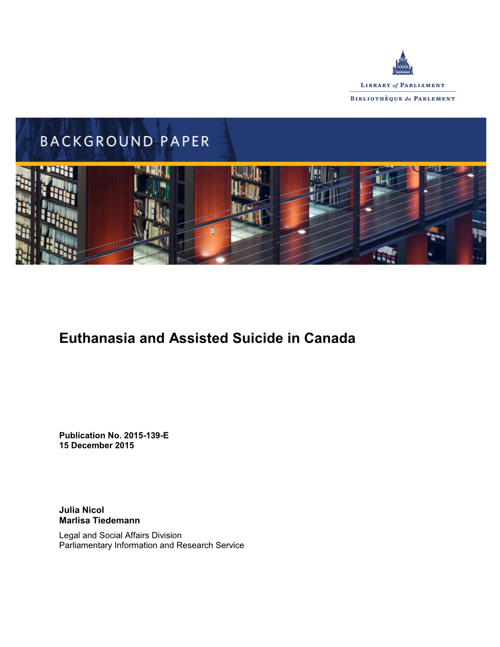 Euthanasia and Assisted Suicide in Canada