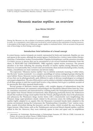 Mesozoic Marine Reptiles: an Overview