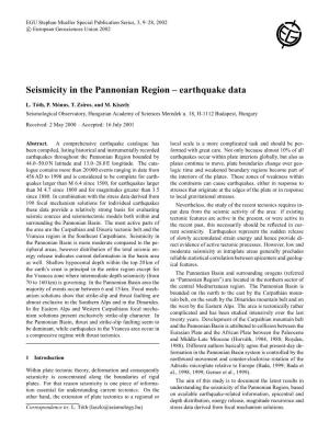 Seismicity in the Pannonian Region – Earthquake Data
