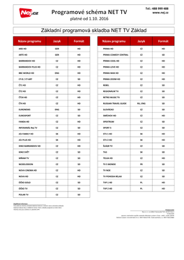 Základní Programová Skladba NET TV Základ