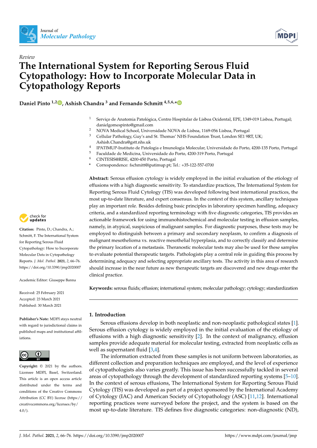 The International System For Reporting Serous Fluid Cytopathology How To Incorporate Molecular 0282