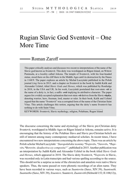 Rugian Slavic God Sventovit – One More Time