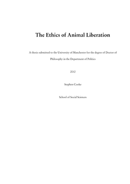 The Ethics of Animal Liberation