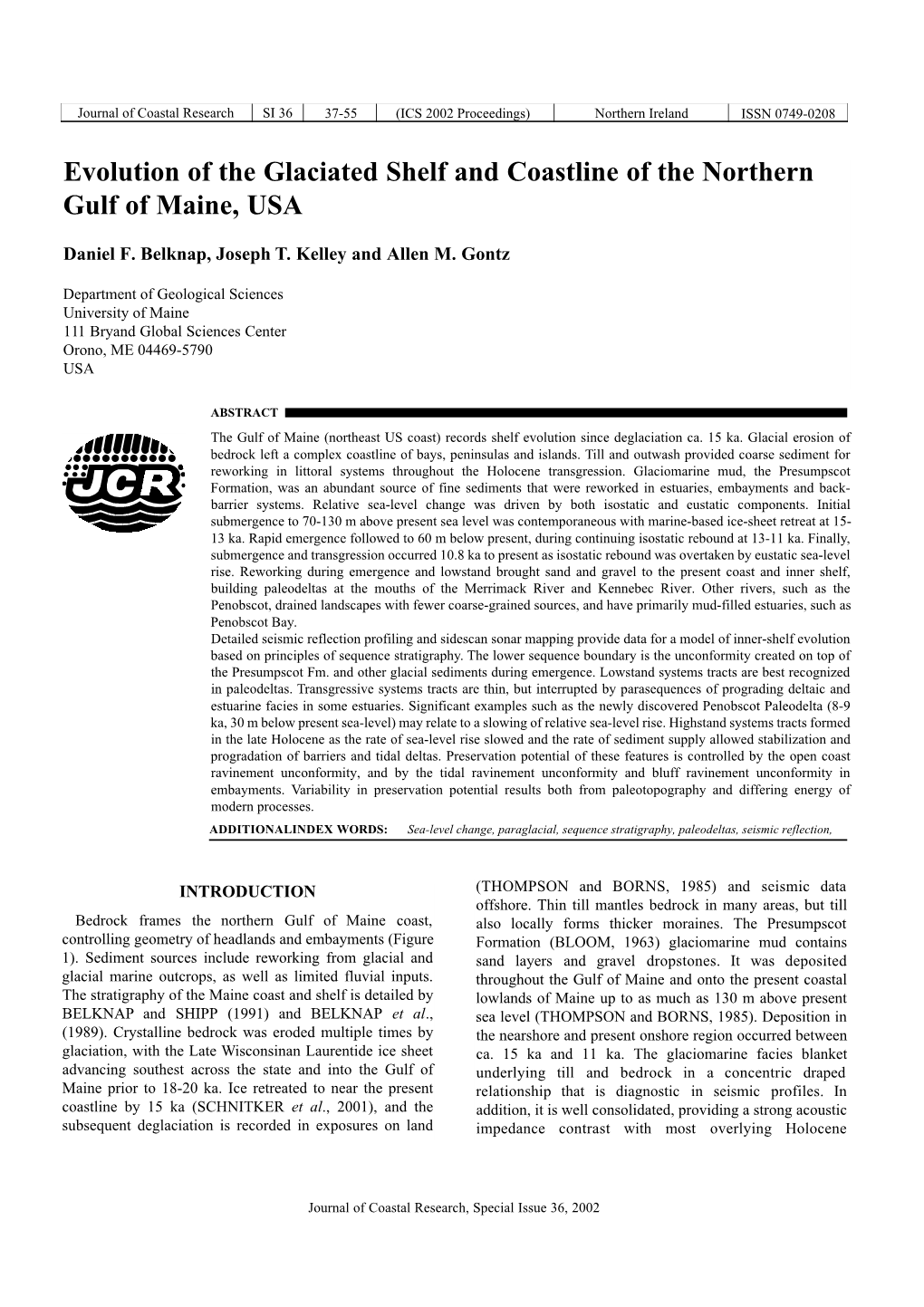 Evolution of the Glaciated Shelf and Coastline of the Northern Gulf of Maine, USA