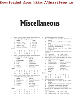 Miscellaneous Questions