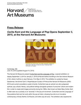 Press Release Corita Kent and the Language of Pop Opens