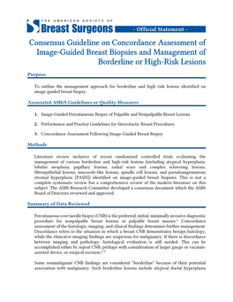Consensus Guideline on Concordance Assessment of Image-Guided Breast Biopsies and Management of Borderline Or High-Risk Lesions