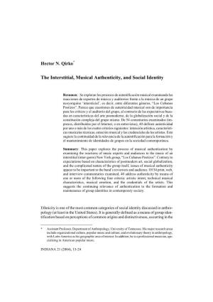 The Interstitial, Musical Authenticity, and Social Identity