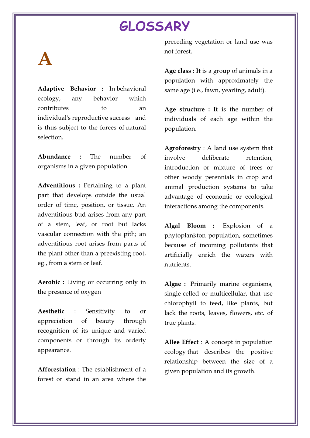 GLOSSARY Preceding Vegetation Or Land Use Was Not Forest