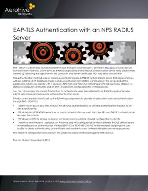 EAP-TLS Authentication with an NPS RADIUS Server