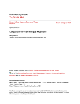 Language Choice of Bilingual Musicians