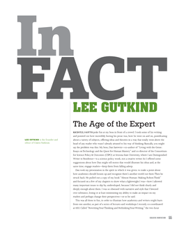 LEE GUTKIND the Age of the Expert