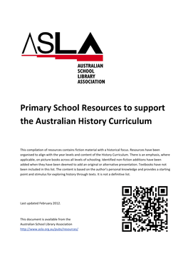 Primary School Resources to Support the Australian History Curriculum
