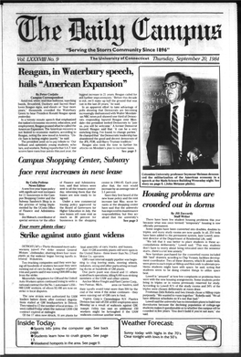 Reagan, in Waterbury Speech, Hails "American Expansion''