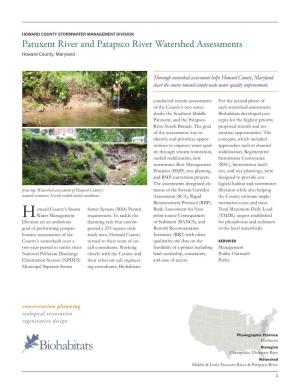 Patuxent River and Patapsco River Watershed Assessments Howard County, Maryland
