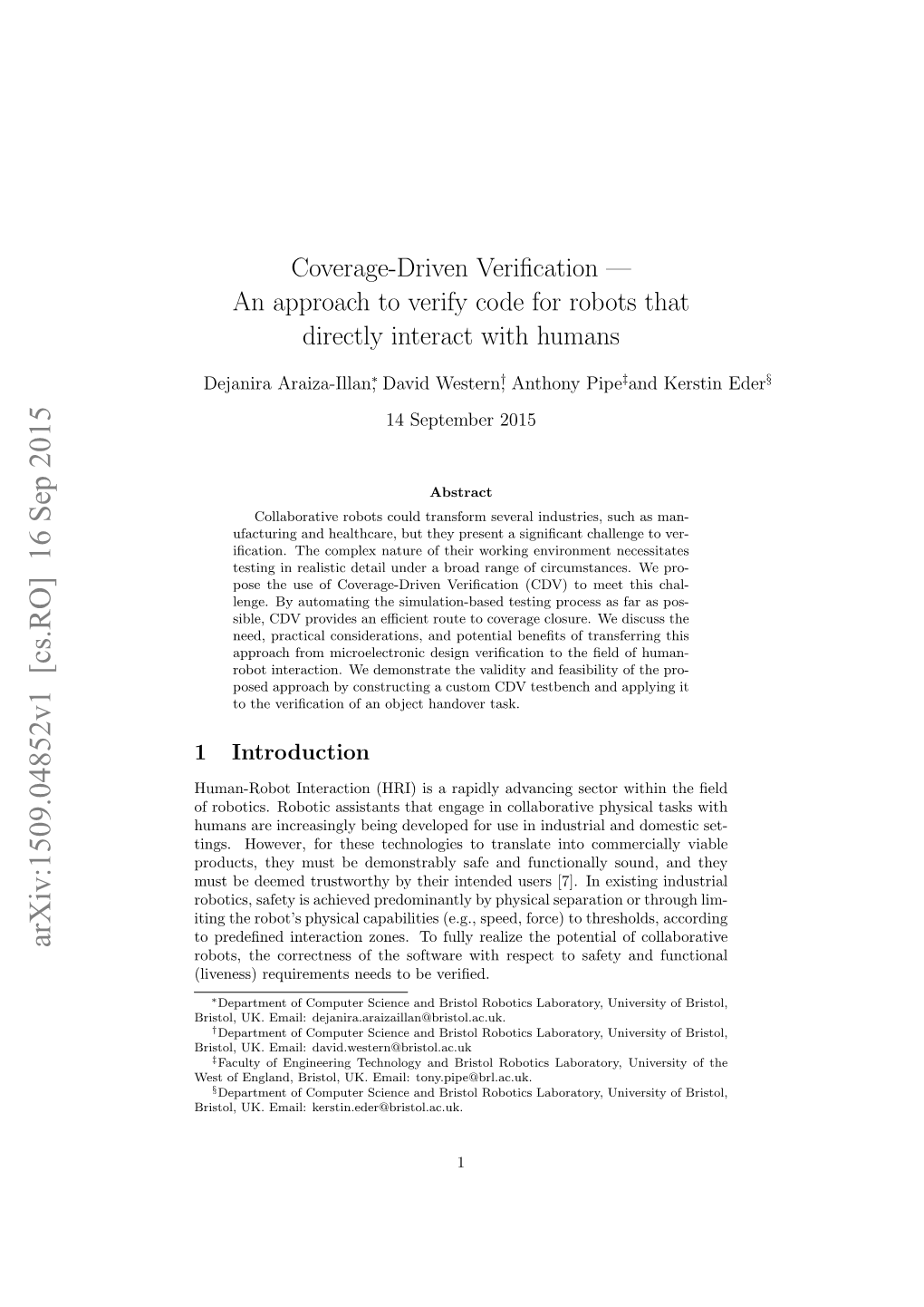 Coverage-Driven Verification — an Approach to Verify Code for Robots