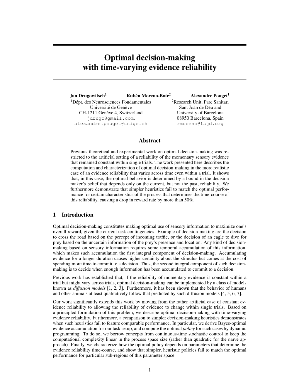 Optimal Decision-Making with Time-Varying Evidence Reliability.Pdf