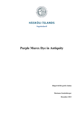 Purple Murex Dye in Antiquity