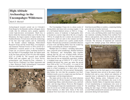 High-Altitude Archaeology in the Uncompahgre Wilderness Mark D