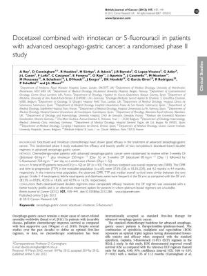 Docetaxel Combined with Irinotecan Or 5-Fluorouracil in Patients with Advanced Oesophago-Gastric Cancer: a Randomised Phase II Study