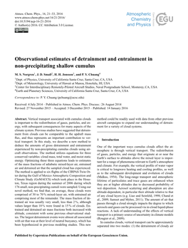 Observational Estimates of Detrainment and Entrainment in Non-Precipitating Shallow Cumulus