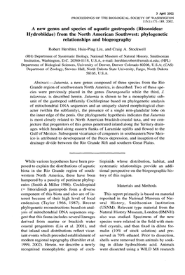 Phylogenetic Relationships and Biogeography