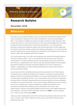 Research Bulletin Welcome