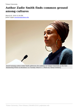 Author Zadie Smith Finds Common Ground Among Cultures