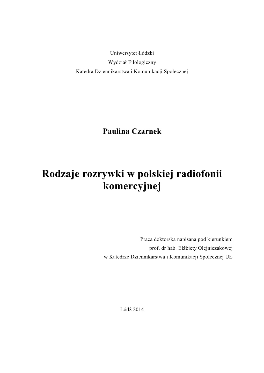 Rodzaje Rozrywki W Polskiej Radiofonii Komercyjnej