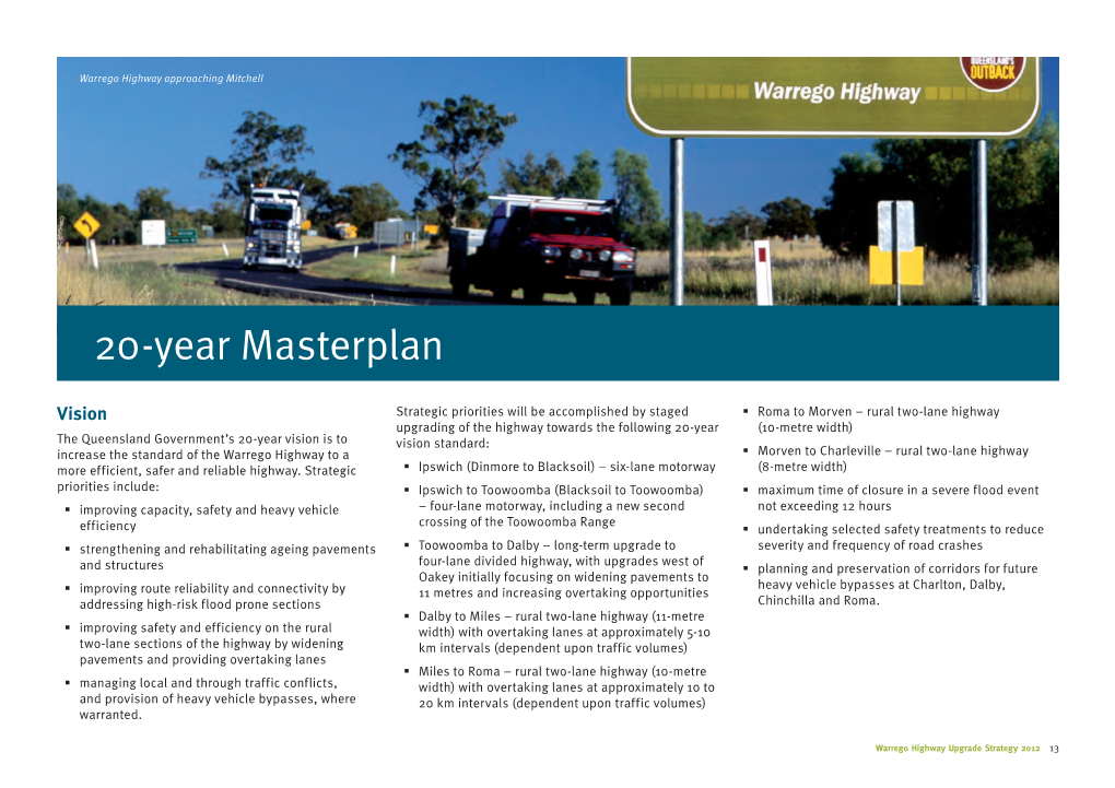 Warrego Highway Upgrade Strategy 20-Year Masterplan