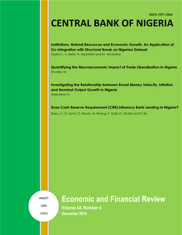 Economic and Financial Review Volume 54 Number 4 December 2016