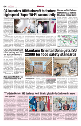 Mandarin Oriental Doha Gets ISO 22000 for Food Safety Standards