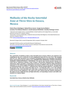 Mollusks of the Rocky Intertidal Zone at Three Sites in Oaxaca, Mexico