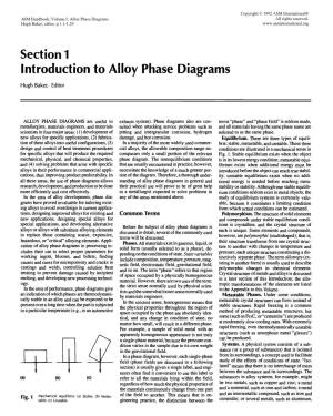 Section 1 Introduction to Alloy Phase Diagrams