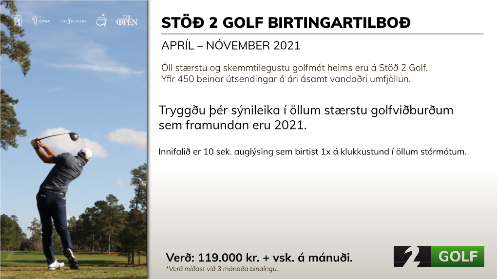 Stöð 2 Golf Birtingartilboð Apríl – Nóvember 2021