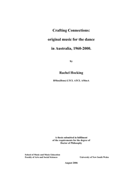 Original Music for the Dance in Australia, 1960-2000. Compiled by Rachel Hocking for This Thesis and Found in Appendix A